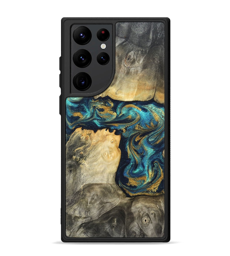 Galaxy S22 Ultra Wood Phone Case - Rhoda (Teal & Gold, 820842)