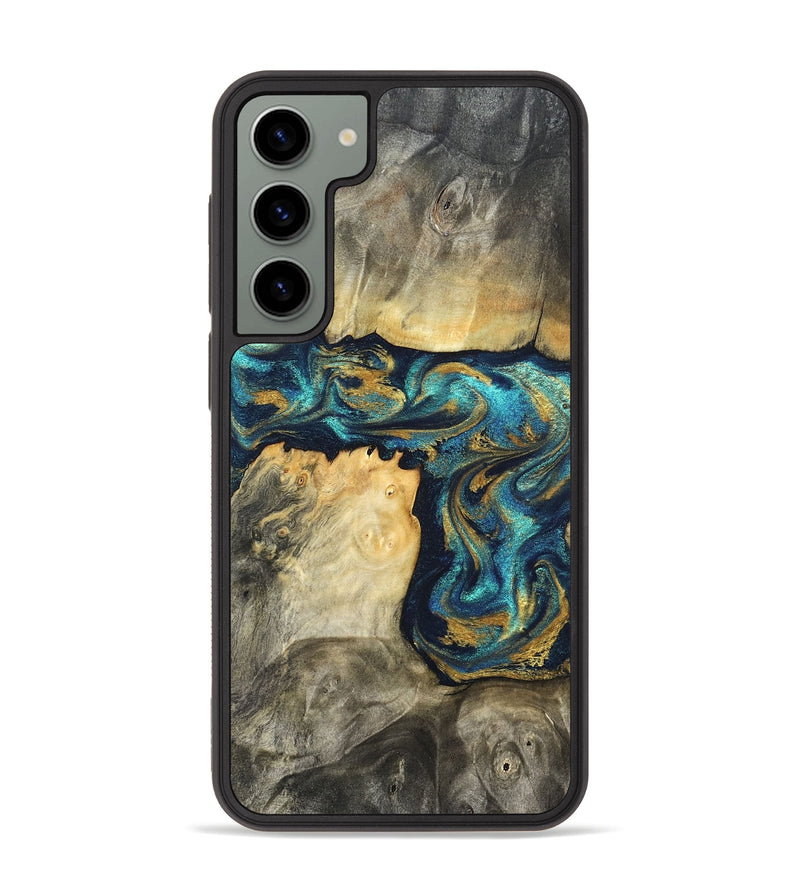 Galaxy S23 Plus Wood Phone Case - Rhoda (Teal & Gold, 820842)
