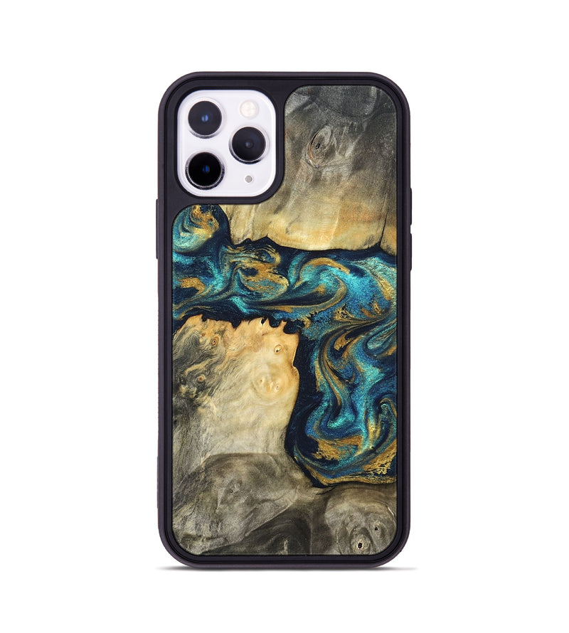 iPhone 11 Pro Wood Phone Case - Rhoda (Teal & Gold, 820842)