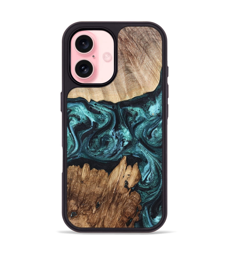 iPhone 16 Wood Phone Case - Melina (Green, 820845)