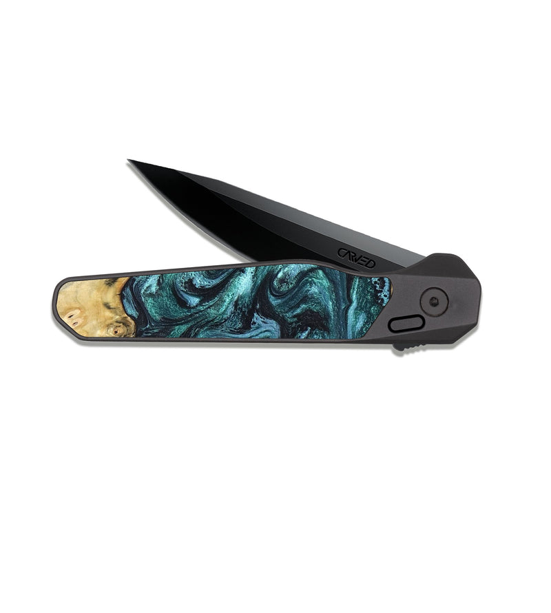 EDC Dark Slate Wood Pocket Knife - Telly (Green, 820846)