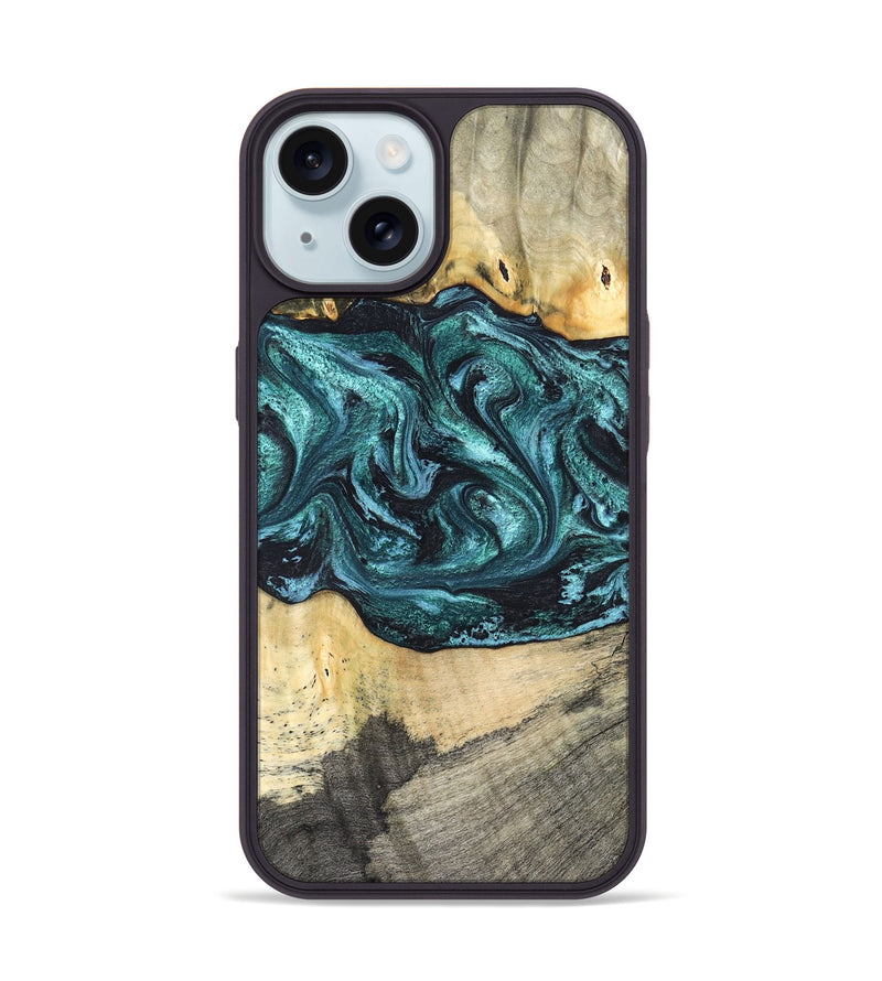 iPhone 15 Wood Phone Case - Telly (Green, 820846)
