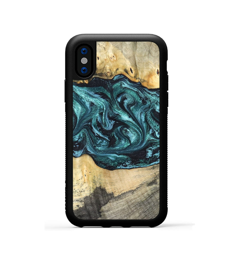 iPhone Xs Wood Phone Case - Telly (Green, 820846)