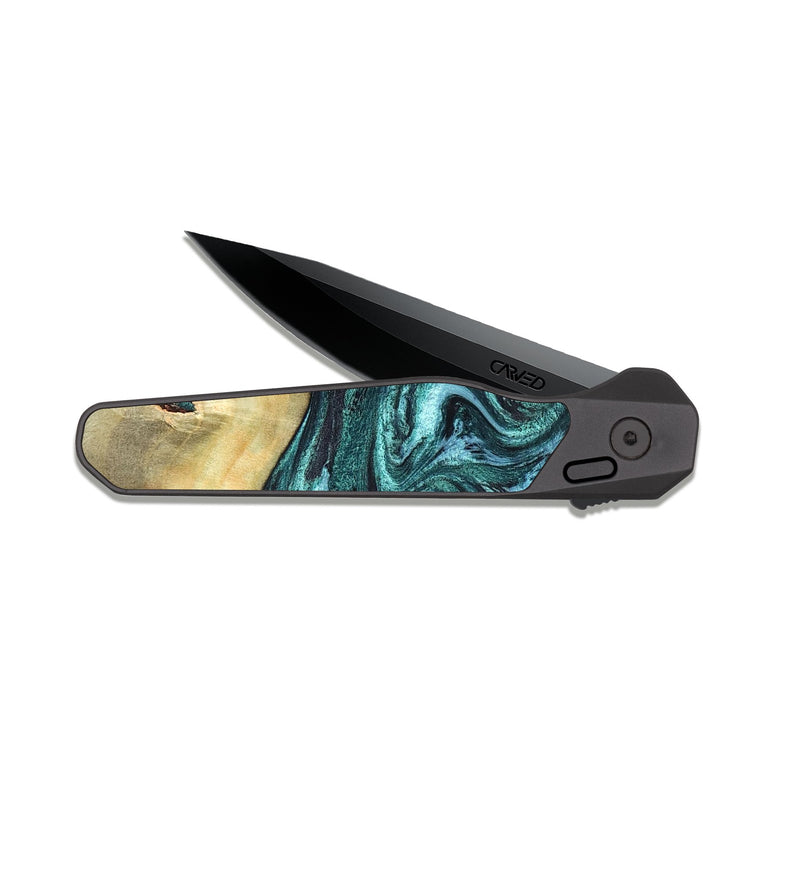 EDC Dark Slate Wood Pocket Knife - Carmen (Green, 820848)