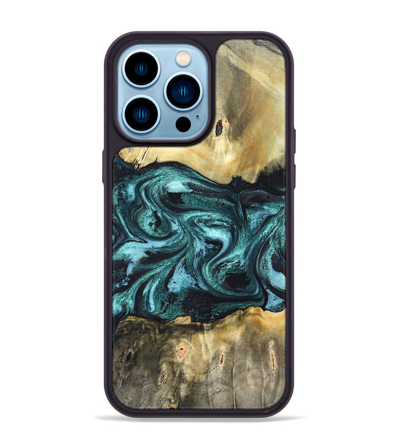 iPhone 14 Pro Max Wood Phone Case - Carmen (Green, 820848)
