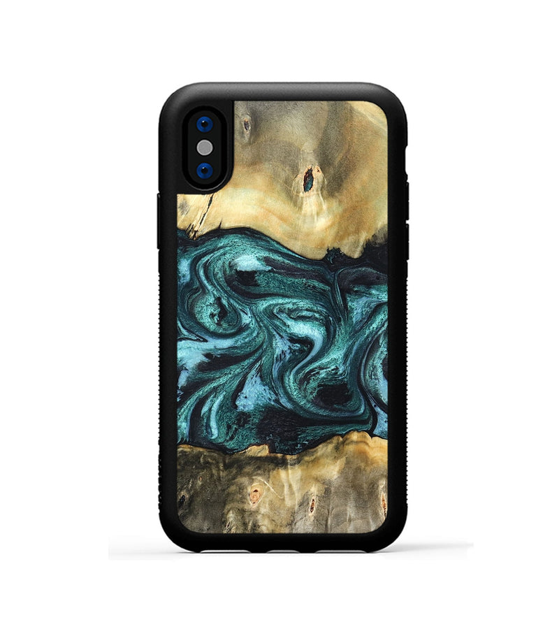 iPhone Xs Wood Phone Case - Carmen (Green, 820848)