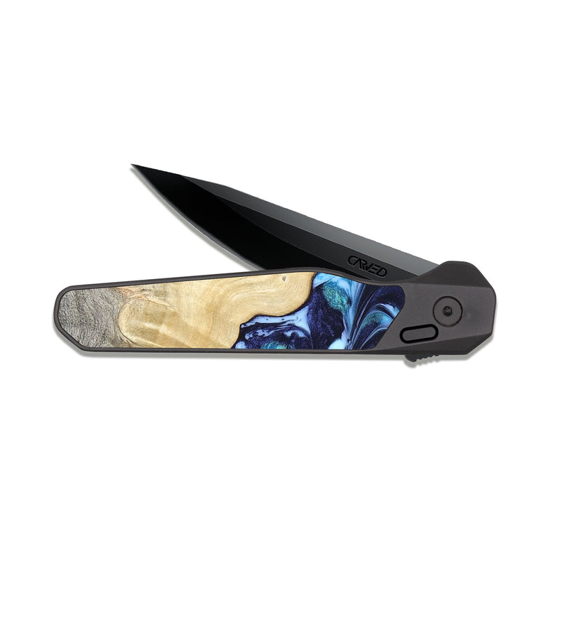 EDC Dark Slate Wood Pocket Knife - Kristen (Blue, 820852)