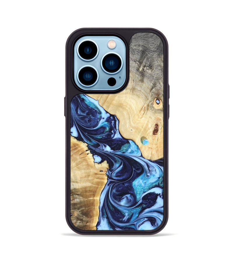 iPhone 14 Pro Wood Phone Case - Kristen (Blue, 820852)