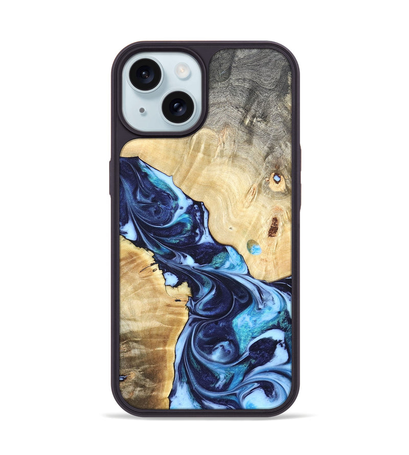 iPhone 15 Wood Phone Case - Kristen (Blue, 820852)