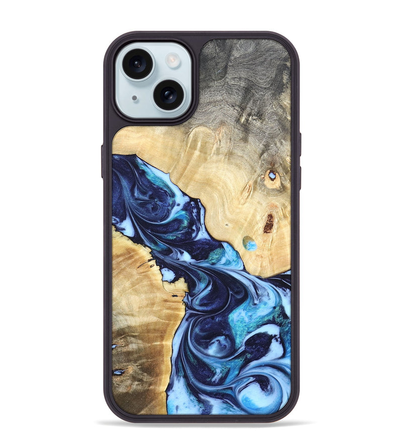 iPhone 15 Plus Wood Phone Case - Kristen (Blue, 820852)