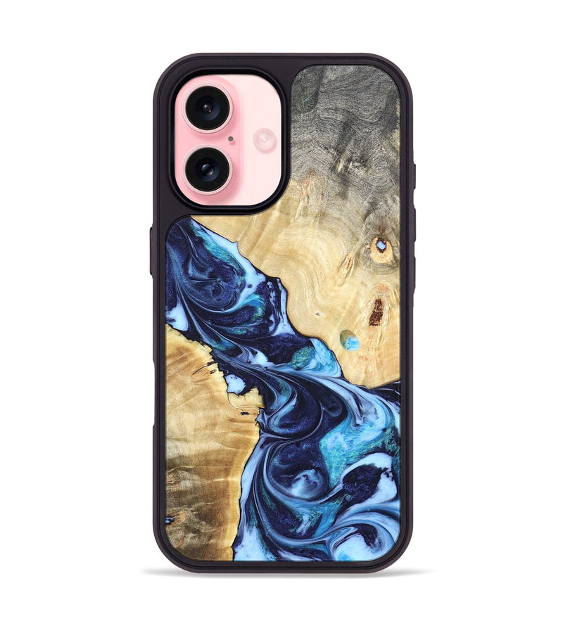 iPhone 16 Wood Phone Case - Kristen (Blue, 820852)
