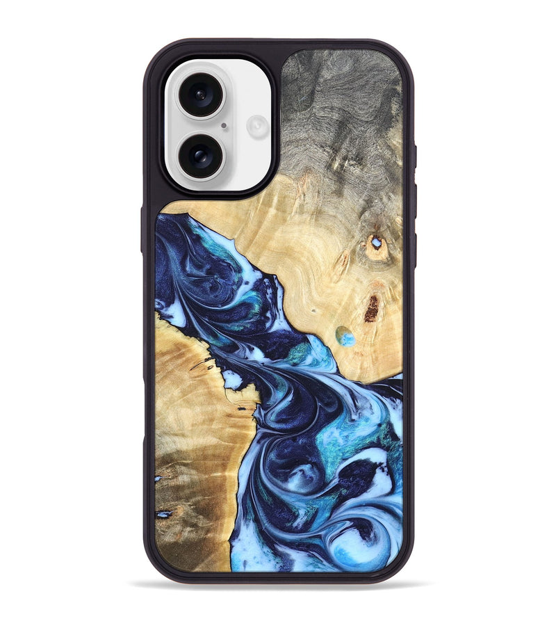 iPhone 16 Plus Wood Phone Case - Kristen (Blue, 820852)