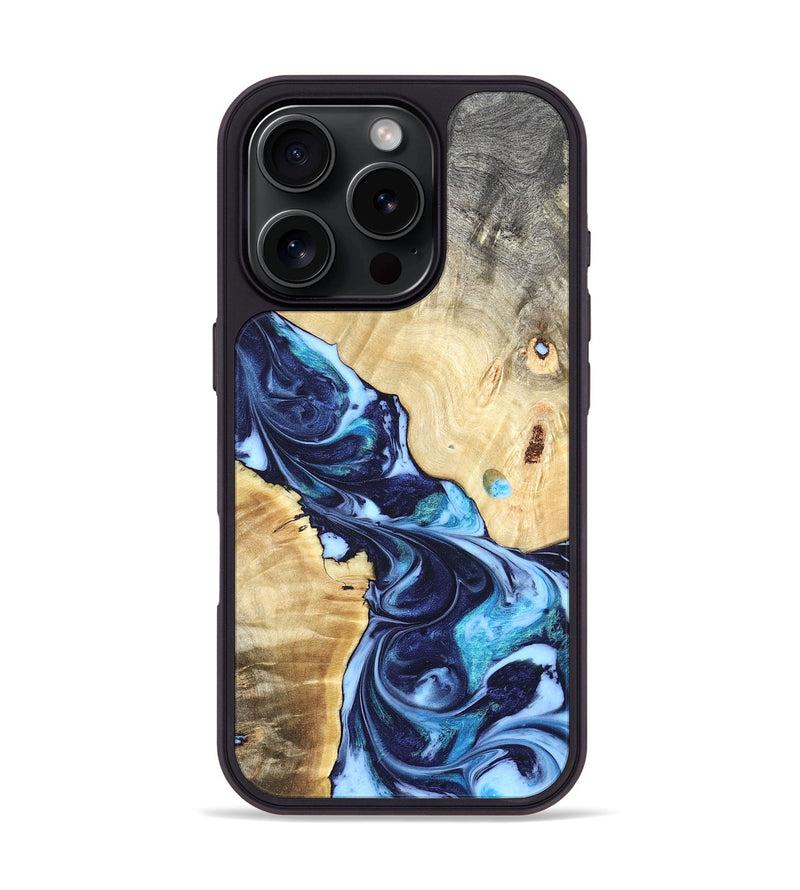 iPhone 16 Pro Wood Phone Case - Kristen (Blue, 820852)