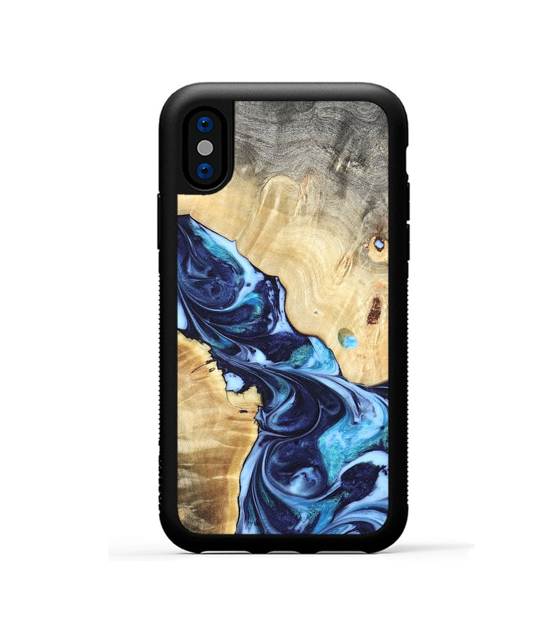 iPhone Xs Wood Phone Case - Kristen (Blue, 820852)
