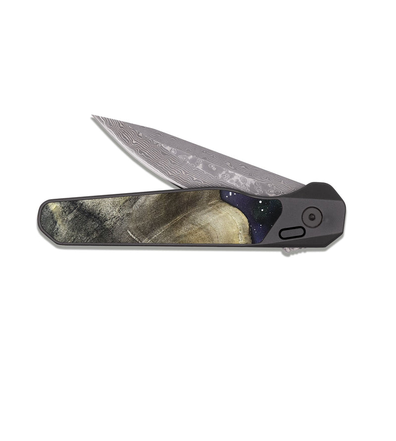EDC Dark Damascus Wood Pocket Knife - Dominik (Cosmos, 820878)