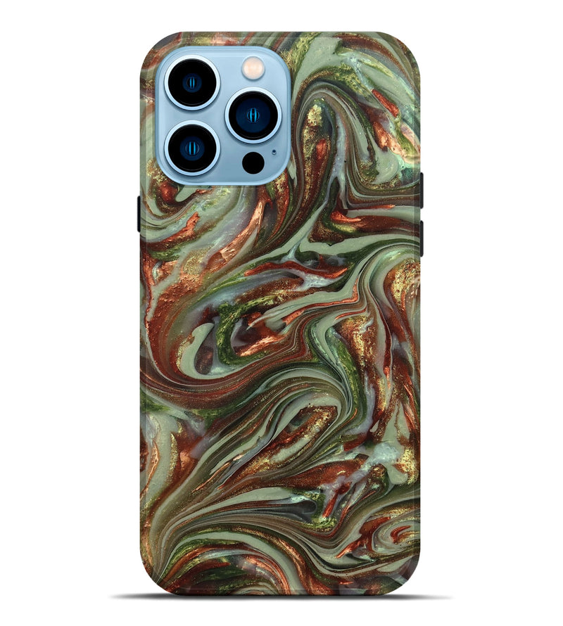iPhone 14 Pro Max ResinArt Live Edge Phone Case - Lisha (Green, 820885)