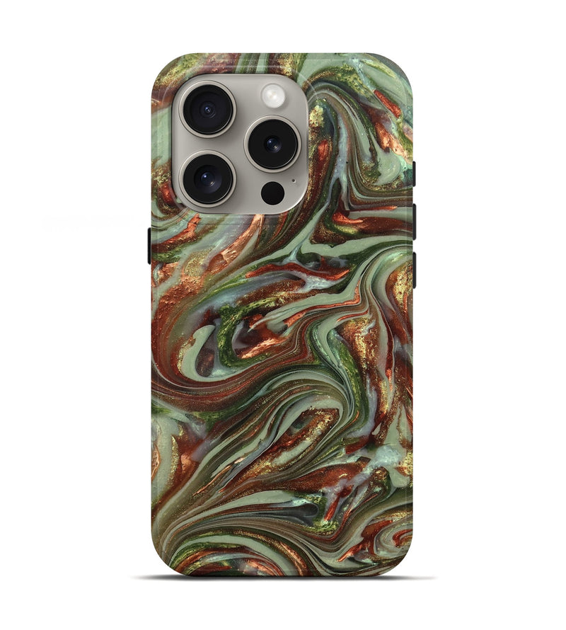 iPhone 16 Pro ResinArt Live Edge Phone Case - Lisha (Green, 820885)