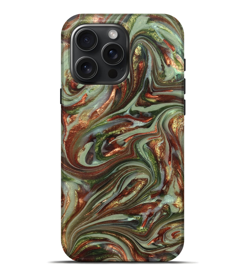 iPhone 16 Pro Max ResinArt Live Edge Phone Case - Lisha (Green, 820885)