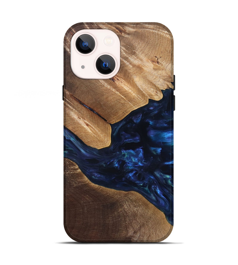 iPhone 13 Wood Live Edge Phone Case - Arleen (Blue, 820887)