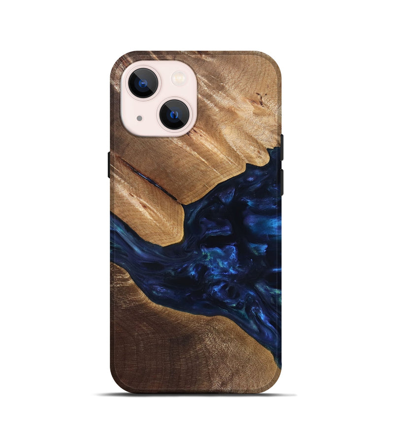 iPhone 13 mini Wood Live Edge Phone Case - Arleen (Blue, 820887)