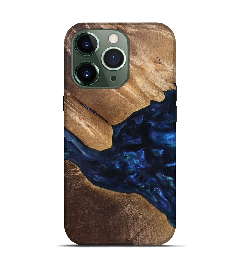 iPhone 13 Pro Wood Live Edge Phone Case - Arleen (Blue, 820887)