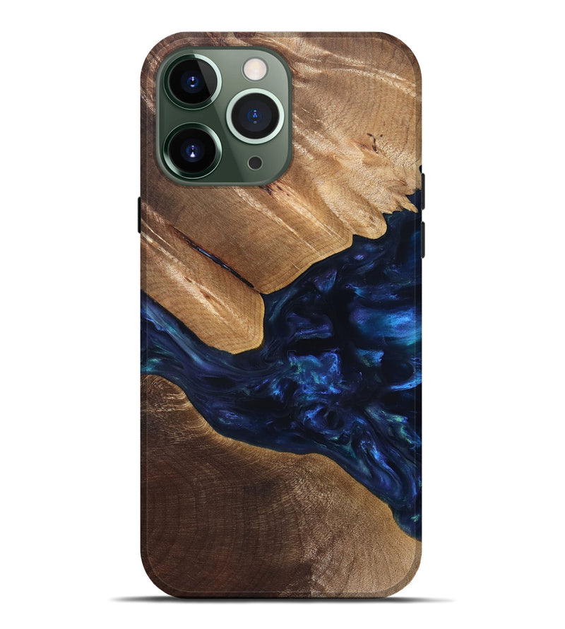iPhone 13 Pro Max Wood Live Edge Phone Case - Arleen (Blue, 820887)
