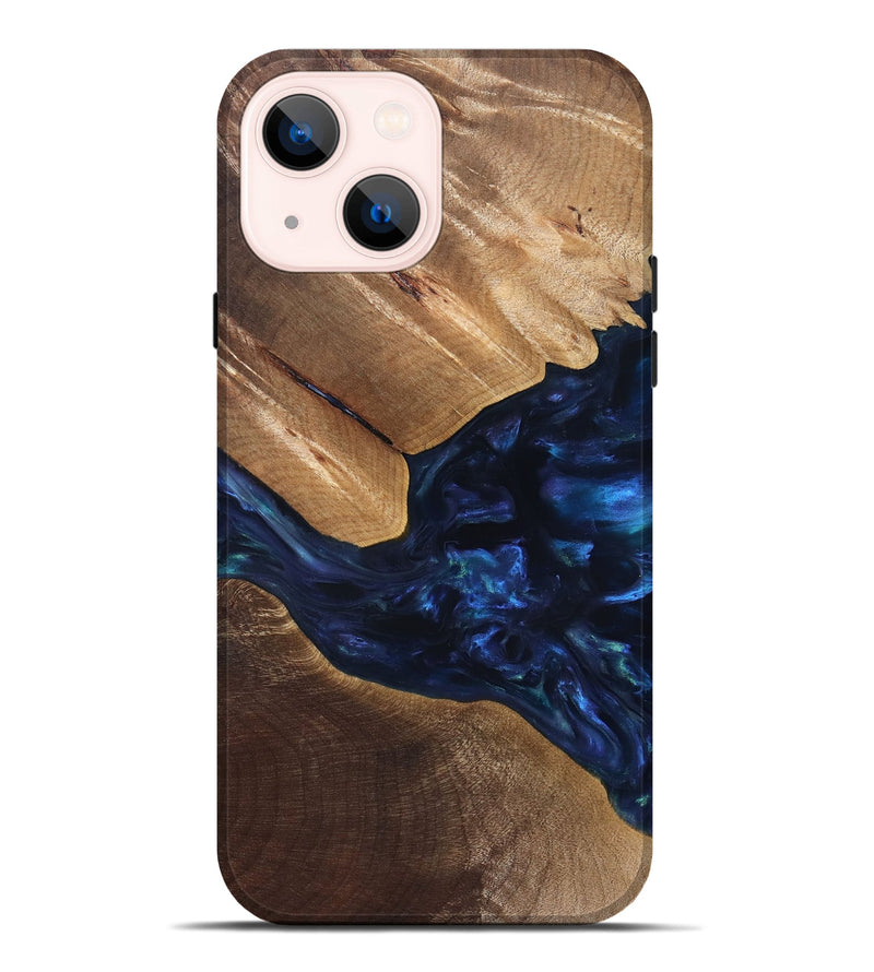 iPhone 14 Plus Wood Live Edge Phone Case - Arleen (Blue, 820887)