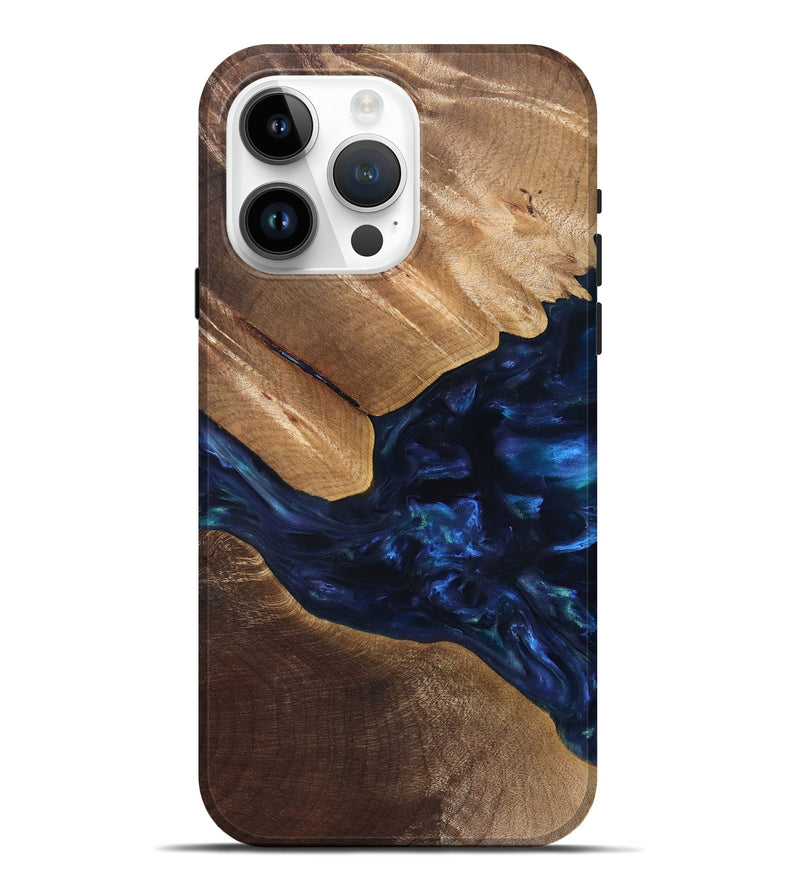 iPhone 15 Pro Max Wood Live Edge Phone Case - Arleen (Blue, 820887)
