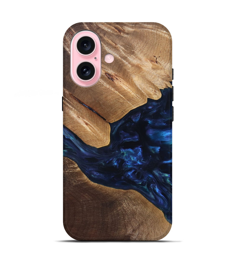 iPhone 17 Wood Live Edge Phone Case - Arleen (Blue, 820887)
