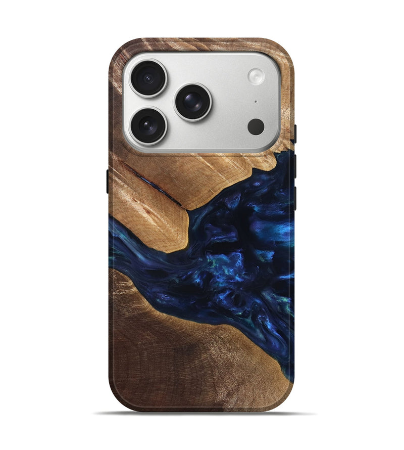 iPhone 17 Pro Wood Live Edge Phone Case - Arleen (Blue, 820887)