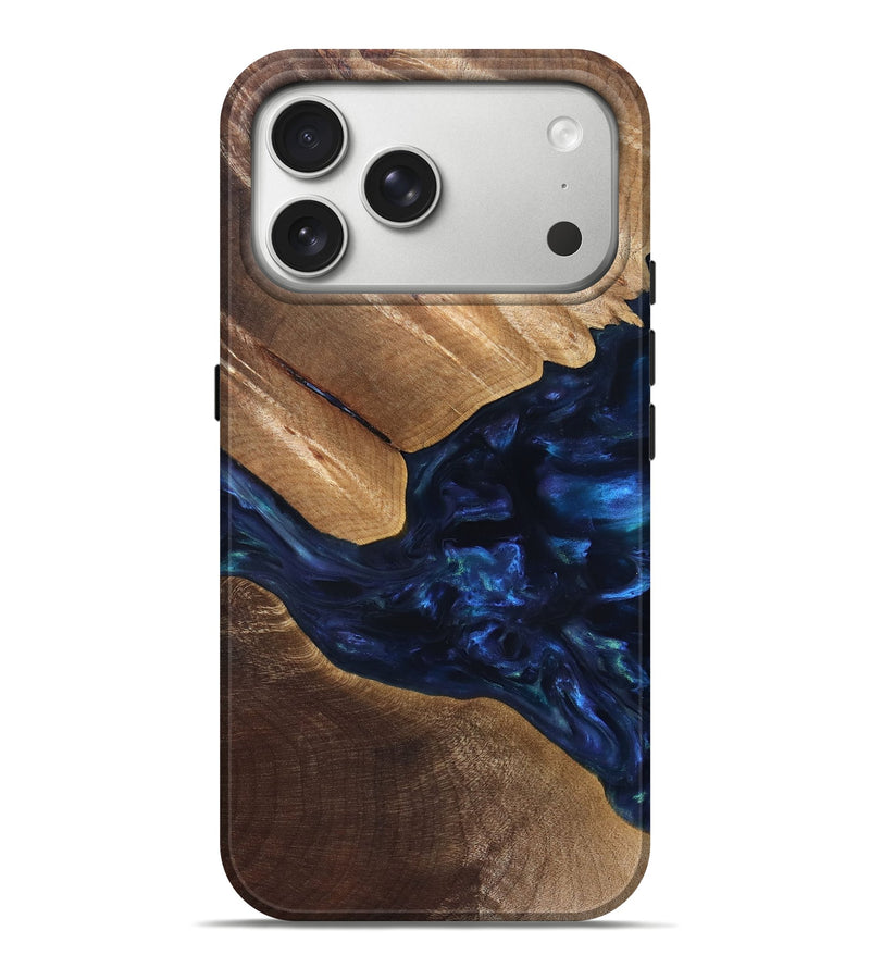 iPhone 17 Pro Max Wood Live Edge Phone Case - Arleen (Blue, 820887)