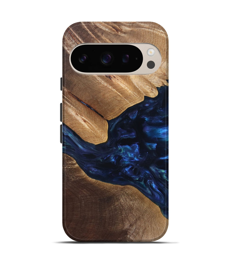 Pixel 9 Pro Wood Live Edge Phone Case - Arleen (Blue, 820887)