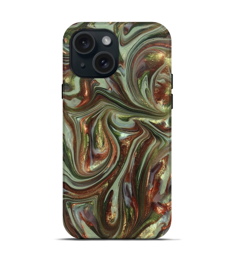 iPhone 15 ResinArt Live Edge Phone Case - Alvaro (Green, 820889)
