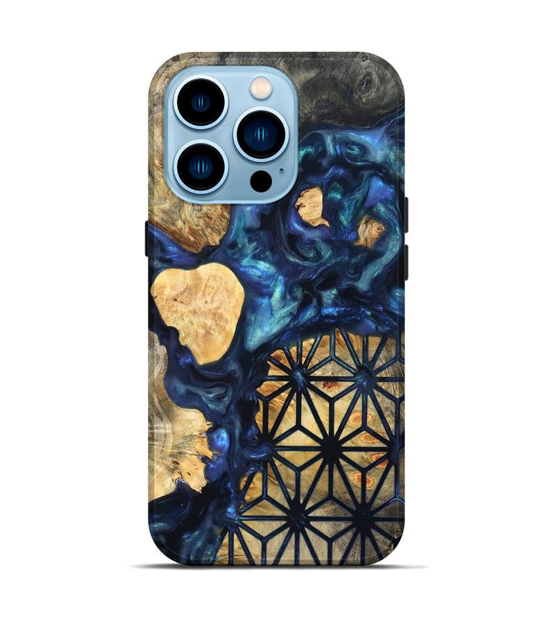 iPhone 14 Pro Wood Live Edge Phone Case - Bettie (Neon, 820891)