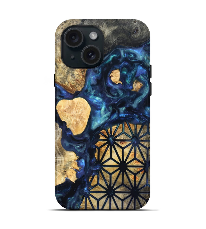 iPhone 15 Wood Live Edge Phone Case - Bettie (Neon, 820891)
