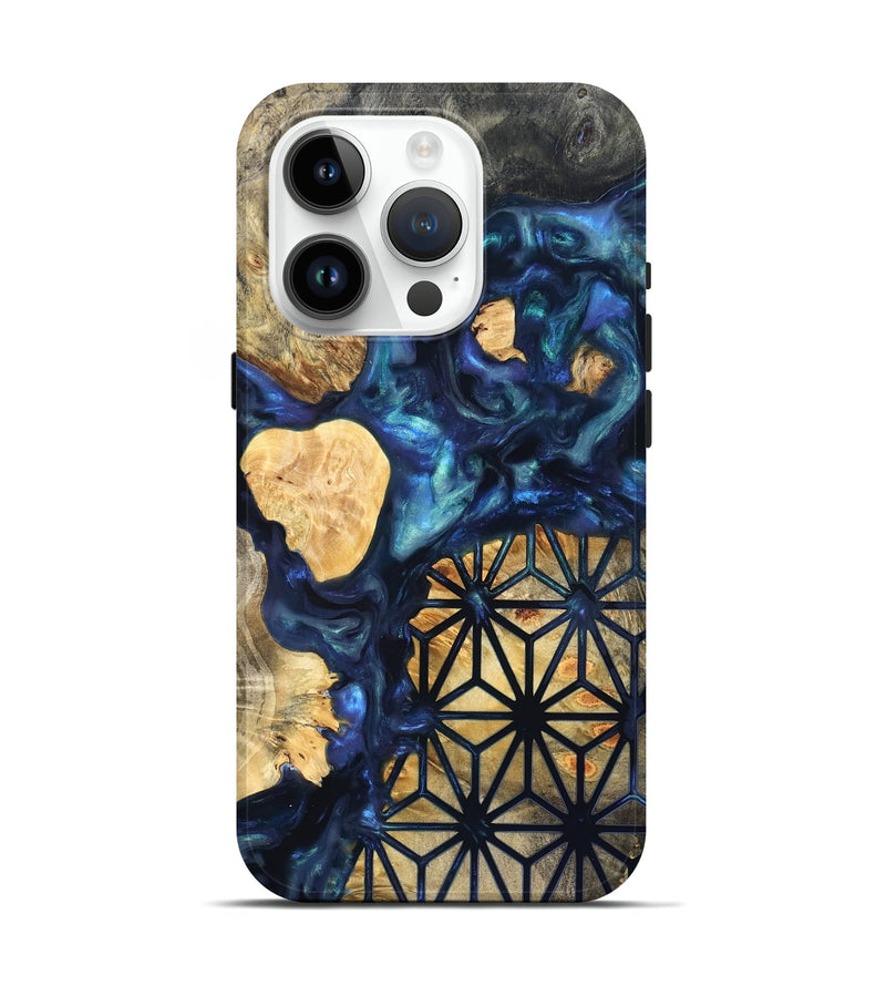 iPhone 15 Pro Wood Live Edge Phone Case - Bettie (Neon, 820891)
