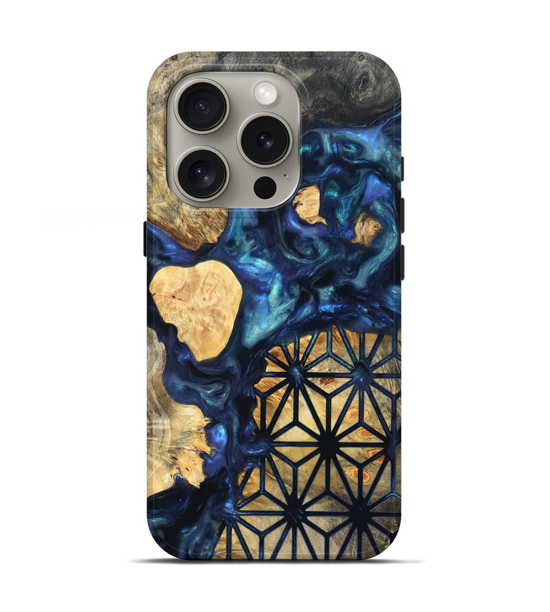 iPhone 16 Pro Wood Live Edge Phone Case - Bettie (Neon, 820891)
