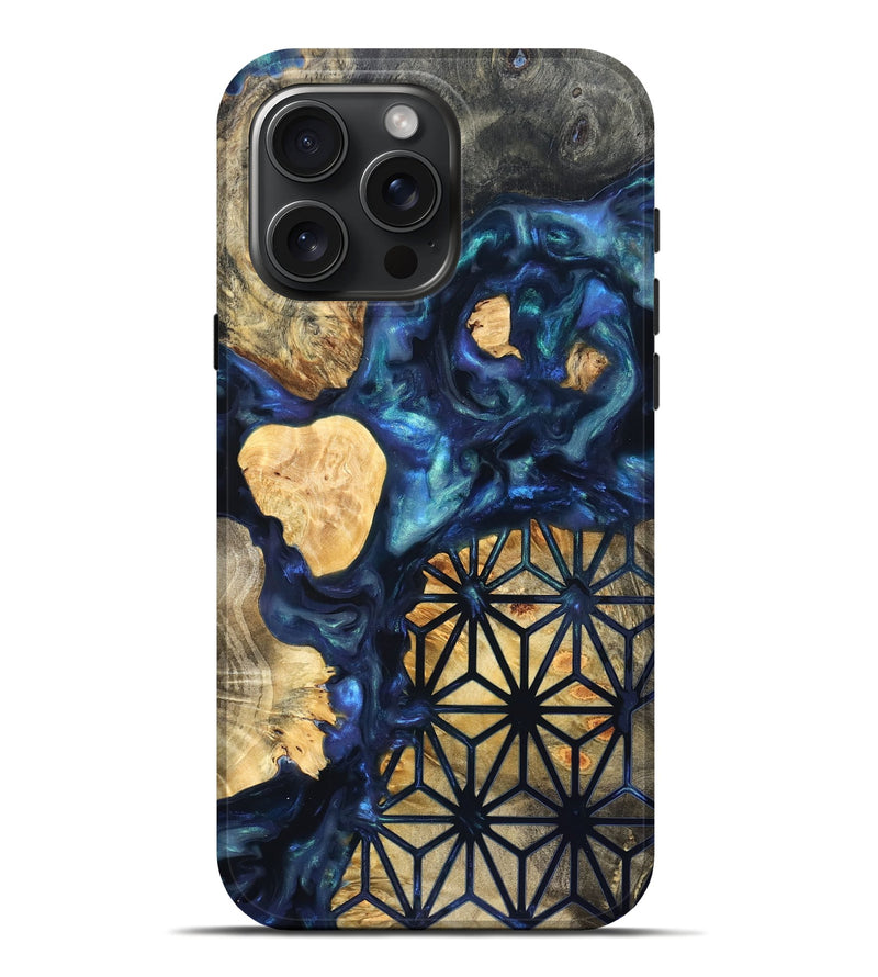 iPhone 16 Pro Max Wood Live Edge Phone Case - Bettie (Neon, 820891)