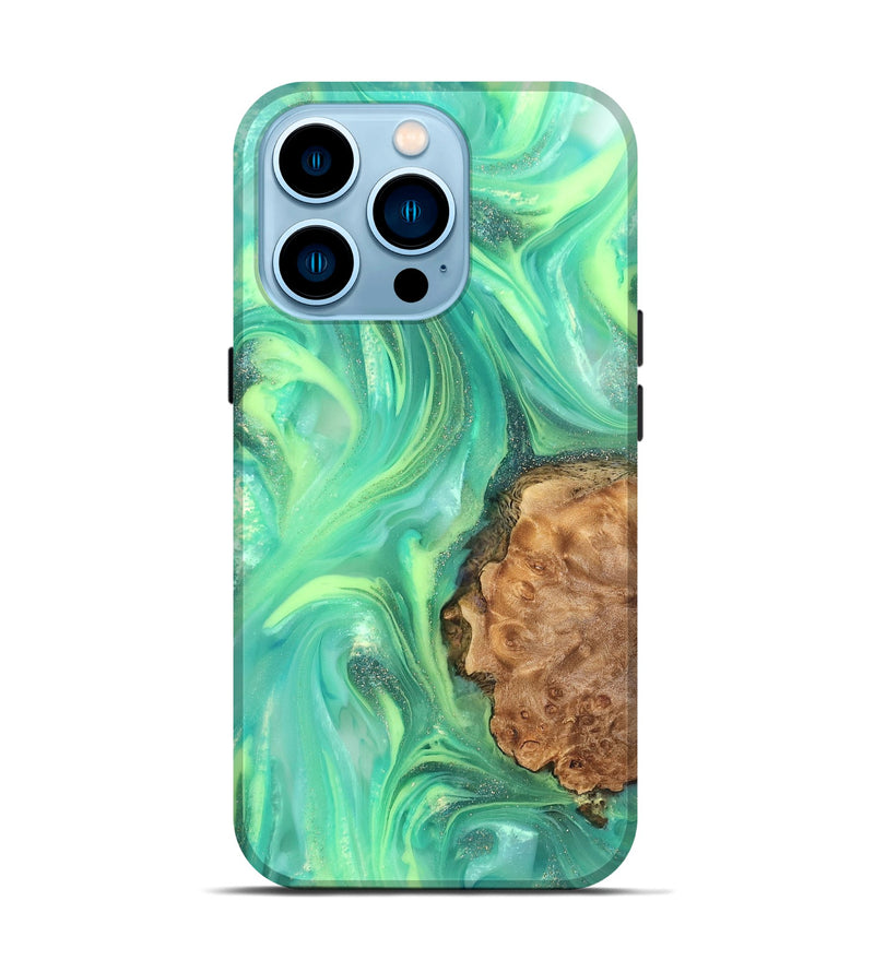 iPhone 14 Pro Wood Live Edge Phone Case - Dorotha (Neon, 820897)