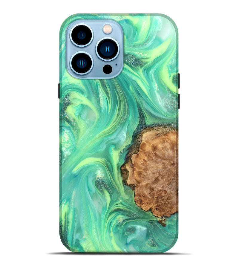 iPhone 14 Pro Max Wood Live Edge Phone Case - Dorotha (Neon, 820897)