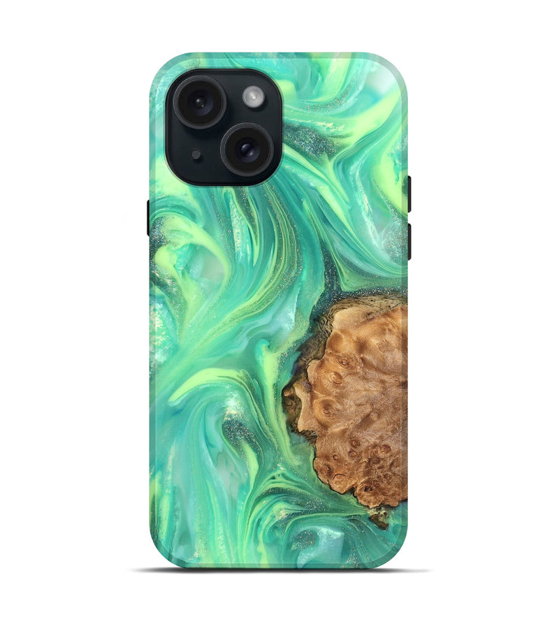 iPhone 15 Wood Live Edge Phone Case - Dorotha (Neon, 820897)