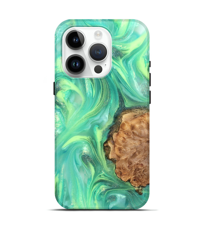 iPhone 15 Pro Wood Live Edge Phone Case - Dorotha (Neon, 820897)