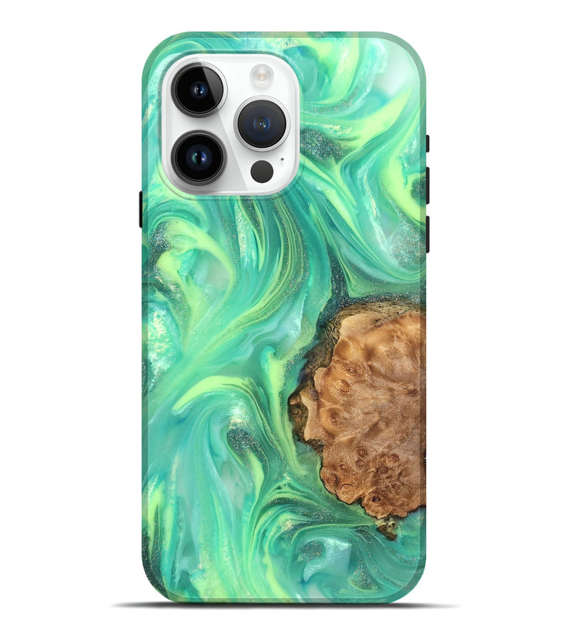 iPhone 15 Pro Max Wood Live Edge Phone Case - Dorotha (Neon, 820897)