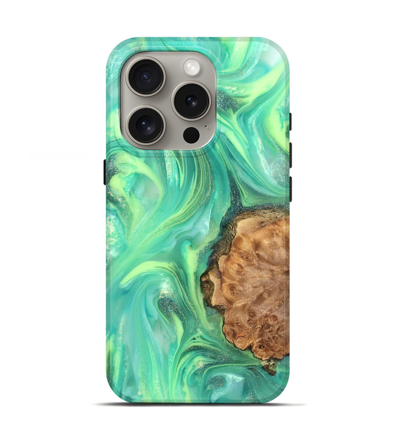 iPhone 16 Pro Wood Live Edge Phone Case - Dorotha (Neon, 820897)