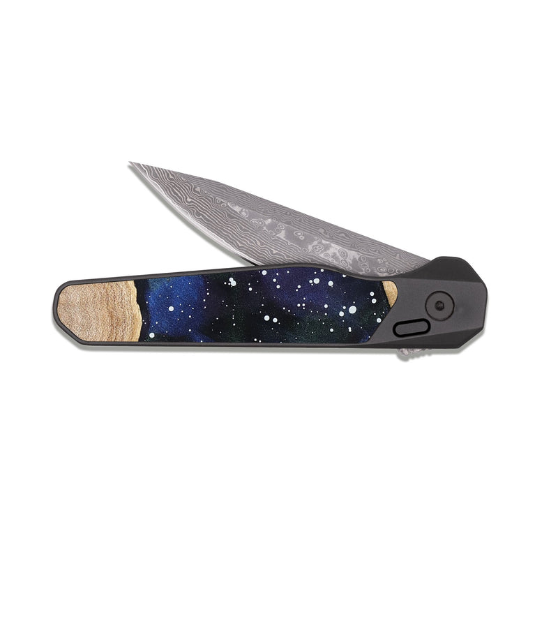 EDC Dark Damascus Wood Pocket Knife - Katia (Cosmos, 820899)