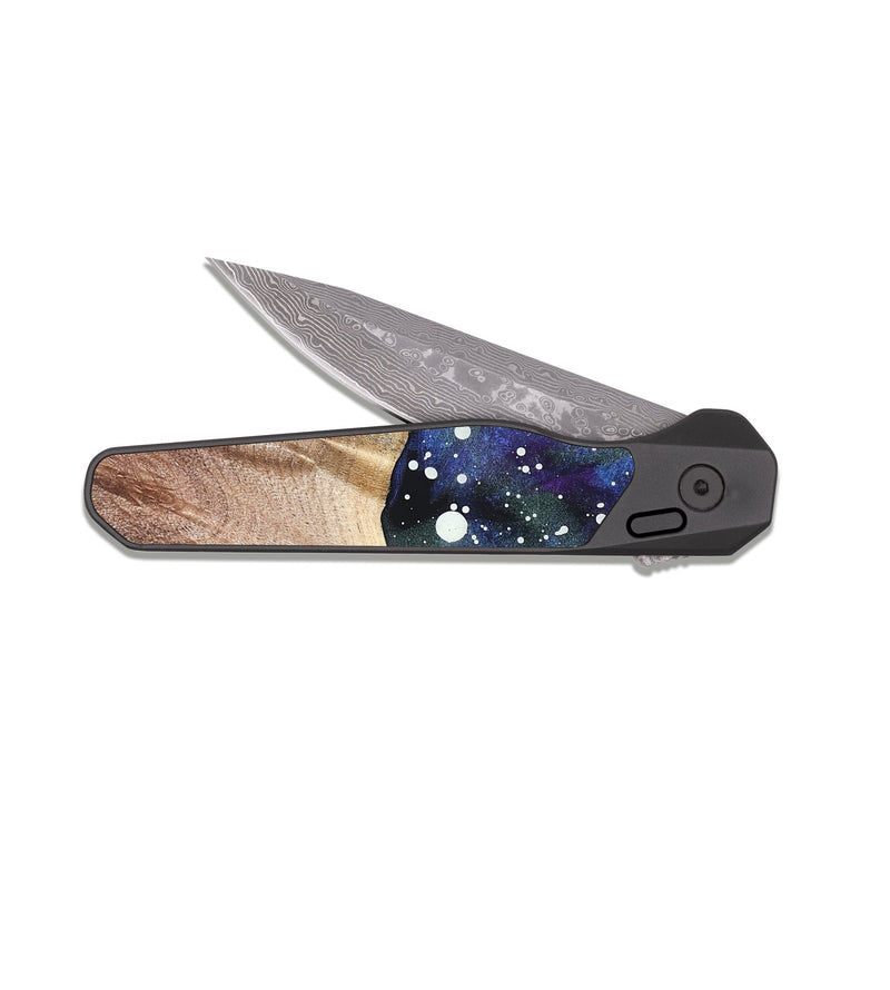 EDC Dark Damascus Wood Pocket Knife - Hector (Cosmos, 820904)