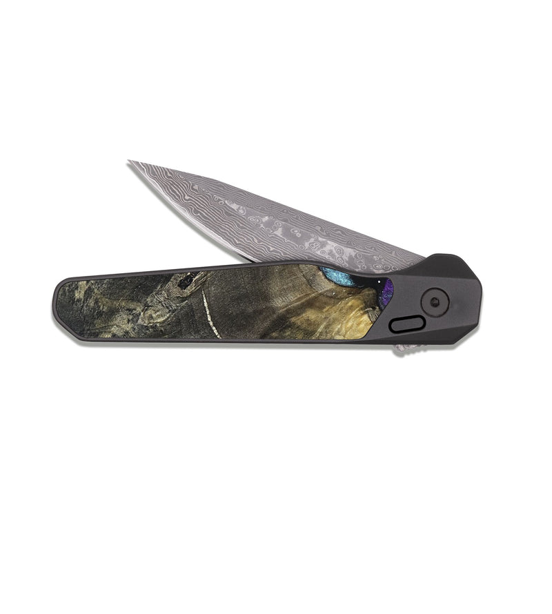 EDC Dark Damascus Wood Pocket Knife - Elinor (Cosmos, 820906)