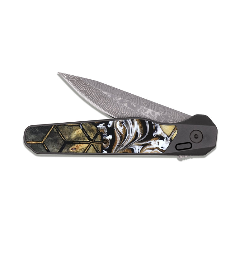 EDC Dark Damascus Wood Pocket Knife - Baby (Pattern, 820931)