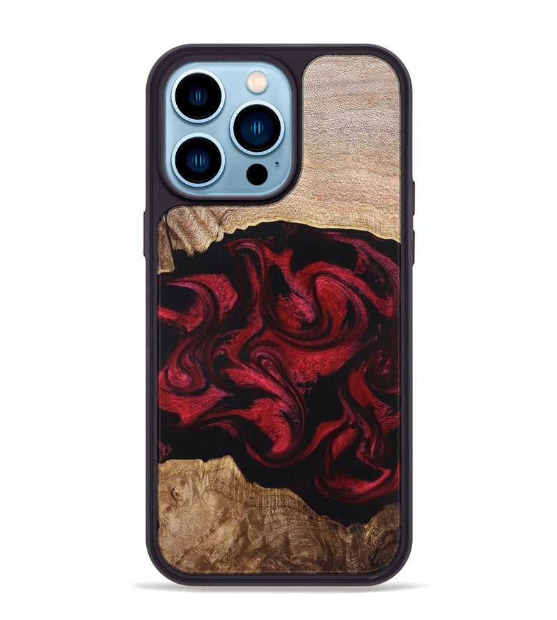 iPhone 14 Pro Max Wood Phone Case - Ximena (Red, 820966)