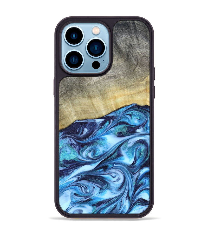iPhone 14 Pro Max Wood Phone Case - Melodie (Blue, 820984)